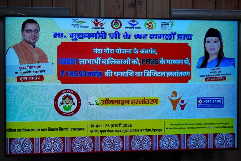 नंदा गौरा योजना के तहत 33 हजार से अधिक बेटियों के खाते में डीबीटी के माध्यम से पहुंची राशि